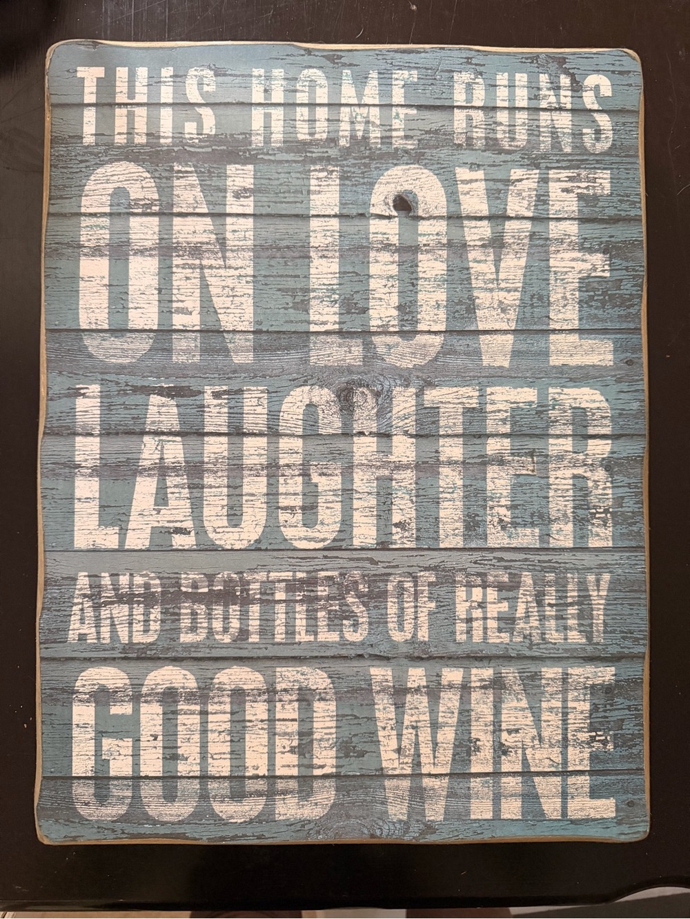 Primitives by Kathy Blue & White "This Home Runs on Love" Wall Plaque